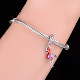 925 Silver Bird CZ Enamel Feather Charm Bracelet