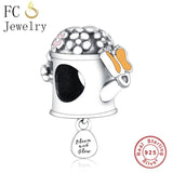 925 Silver Water Kettle Butterfly Flower Blooms Charm Bracelet