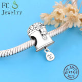 925 Silver Water Kettle Butterfly Flower Blooms Charm Bracelet