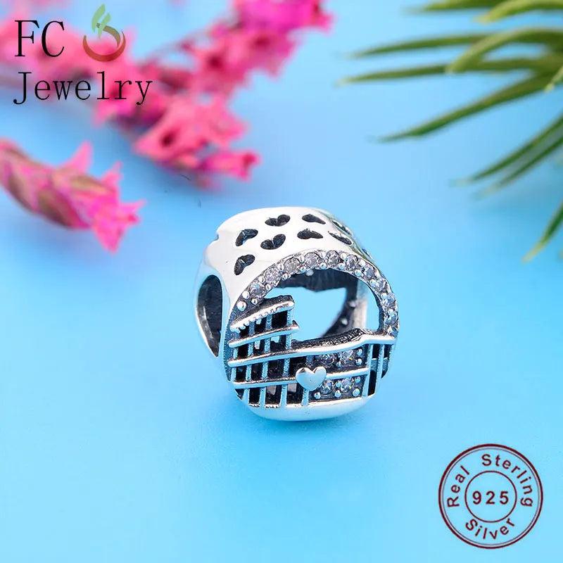 925 Silver Rome Colosseum Bead Charm Bracelet