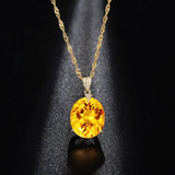 Sterling Silver 925 Pendant Necklace Yellow Citrine Chain Wedding