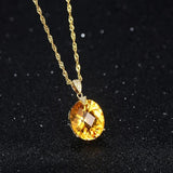 Sterling Silver 925 Pendant Necklace Yellow Citrine Chain Wedding