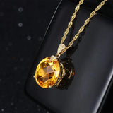 Sterling Silver 925 Pendant Necklace Yellow Citrine Chain Wedding
