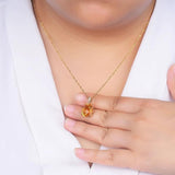 Sterling Silver 925 Pendant Necklace Yellow Citrine Chain Wedding