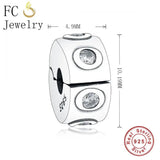 925 Silver Zircon Bead Clip for Charm Bracelet