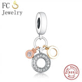 925 Silver Rose Zirconia Bead Bracelet Charm