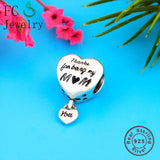 925 Silver Thank You Being MY Mom Love Heart Lock Bead Women Berloque