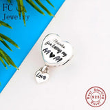 925 Silver Thank You Being MY Mom Love Heart Lock Bead Women Berloque
