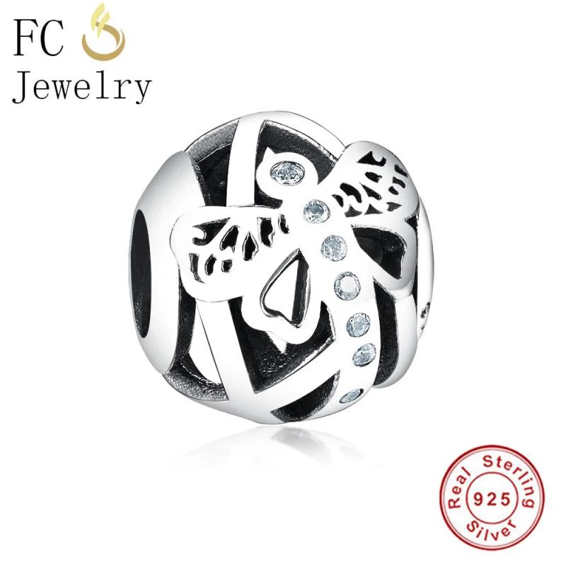 925 Sterling Silver Dragonfly Zirconia Crystal Charms Bracelet