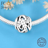 925 Sterling Silver Dragonfly Zirconia Crystal Charms Bracelet