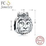 925 Silver King of Lion with Crown Charm Bracelet Bangle
