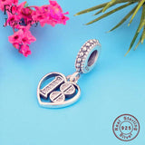 925 Silver Heart Zirconia Number 18 Pendant Bead for Bracelet