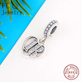 925 Silver Heart Zirconia Number 18 Pendant Bead for Bracelet