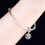 925 Silver Heart Zirconia Number 18 Pendant Bead for Bracelet