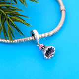925 Silver Feather Badminton Bracelet Charm Dangle DIY Bead