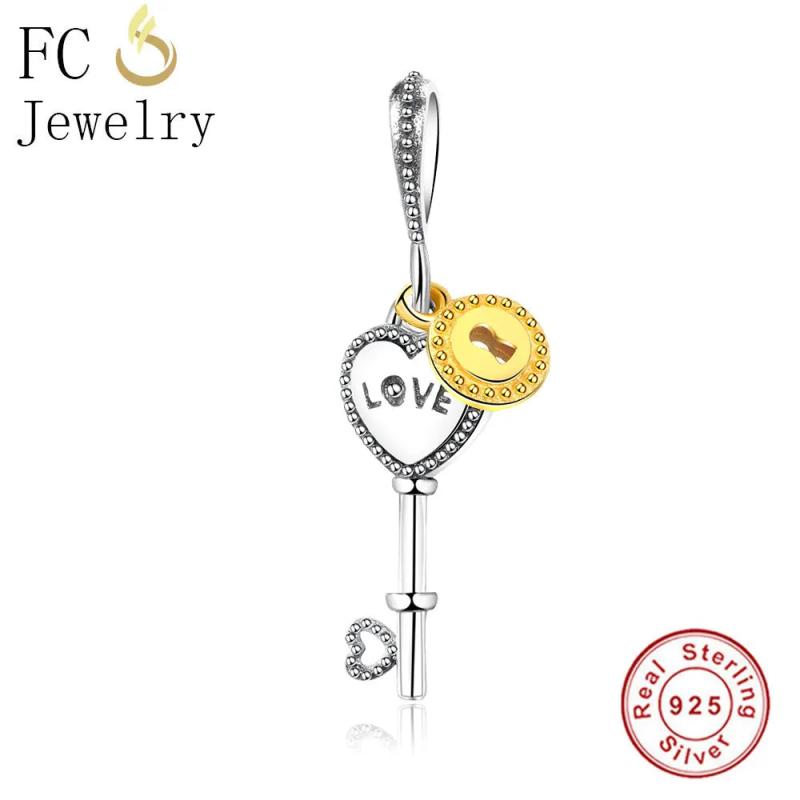 925 Sterling Silver Heart Lock Pendant Charms Bracelet Berluque