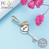 925 Sterling Silver Heart Lock Pendant Charms Bracelet Berluque