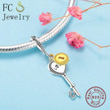 925 Sterling Silver Heart Lock Pendant Charms Bracelet Berluque