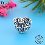 925 Silver Flower Heart Mummy Beads for Bracelet
