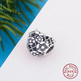 925 Silver Flower Heart Mummy Beads for Bracelet
