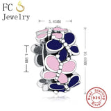 925 Sterling Silver Spring Pink Mixed Enamel Spacer Bead