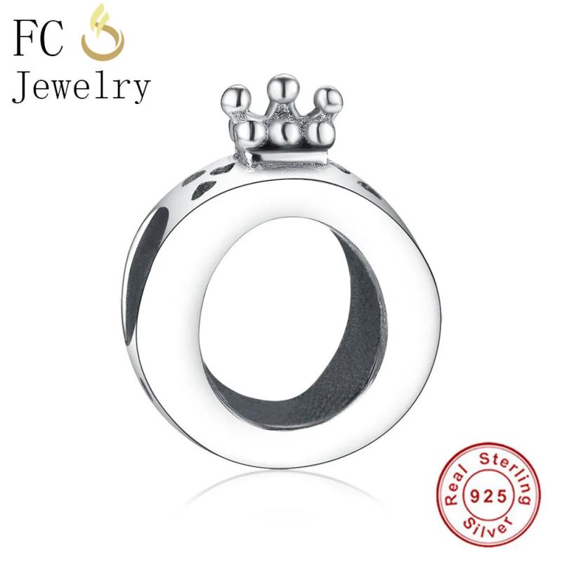 925 Sterling Silver Ring Shape Crown Beads Berloque for DIY Jewelry Making