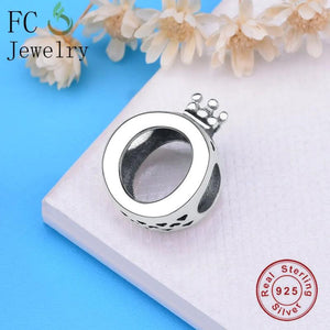 925 Sterling Silver Ring Shape Crown Beads Berloque for DIY Jewelry Making