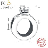 925 Sterling Silver Ring Shape Crown Beads Berloque for DIY Jewelry Making