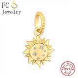 Sunflower 925 Silver CZ Pendant Bead Berloque