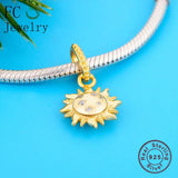 Sunflower 925 Silver CZ Pendant Bead Berloque