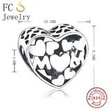 925 Silver Mom Heart Bead for Bracelet Making