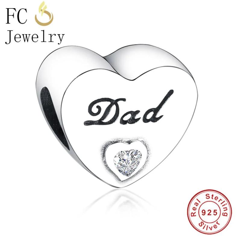 925 Sterling Silver Dad Love Heart Bracelet Charm