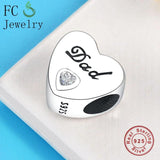 925 Sterling Silver Dad Love Heart Bracelet Charm