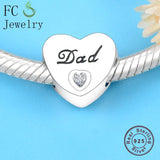 925 Sterling Silver Dad Love Heart Bracelet Charm
