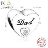 925 Sterling Silver Dad Love Heart Bracelet Charm