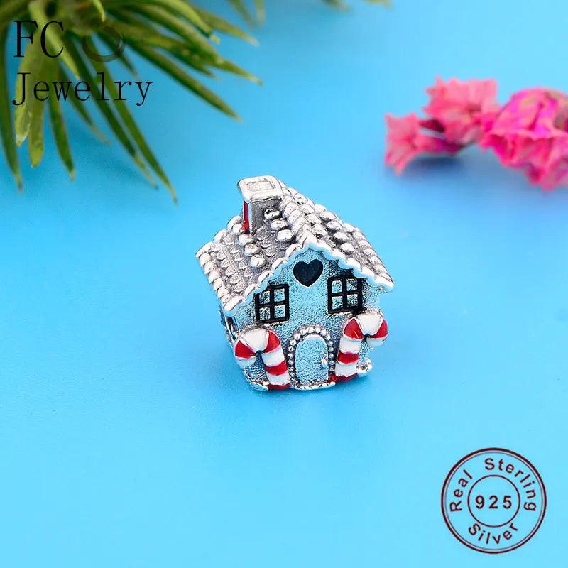 925 Silver Gingerbread House Enamel Christmas Bracelet Charms