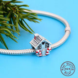 925 Silver Gingerbread House Enamel Christmas Bracelet Charms