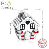 925 Silver Gingerbread House Enamel Christmas Bracelet Charms