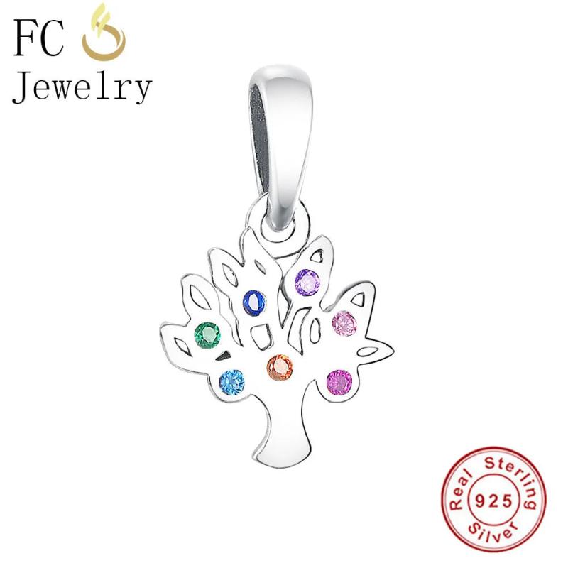 925 Silver Tree of Life Zircon Pendant Charms Bracelet Making