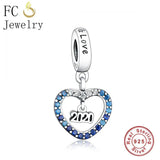 925 Silver Letter Heart Bead Pendant Bracelet Charm