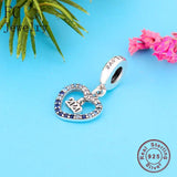 925 Silver Letter Heart Bead Pendant Bracelet Charm