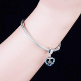 925 Silver Letter Heart Bead Pendant Bracelet Charm