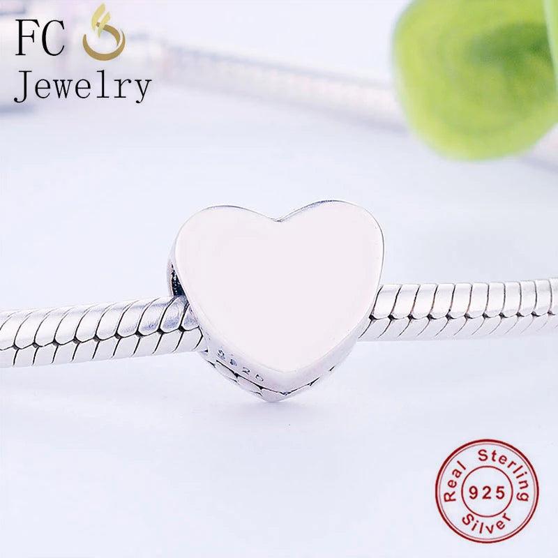 925 Silver Heart Bead Charm for Bracelet Making