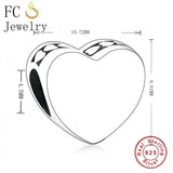 925 Silver Heart Bead Charm for Bracelet Making