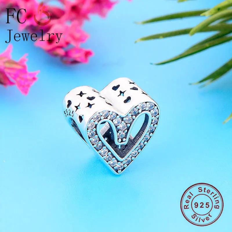 925 Silver Heart Zirconia Bead Mother's Berloque
