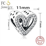 925 Silver Heart Zirconia Bead Mother's Berloque
