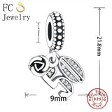 925 Silver Number 50 Zirconia Charm Bead for Bracelet