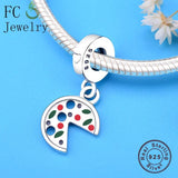 925 Sterling Silver Pizza Charm Bracelet Bead for Women
