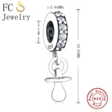 925 Sterling Silver Baby Pacifier Beads Pendant