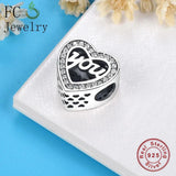 925 Sterling Silver Heart Love You Zirconia Bead For Women Valentine Berloque